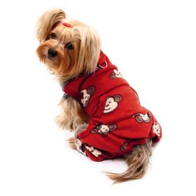 Silly Monkey Front Sleeveless Fleec Pajamas - Burgundy - L