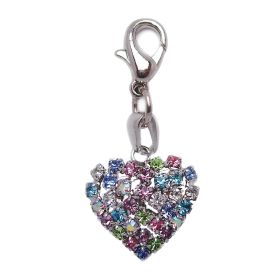 Colorful Rhinestone Heart-Shaped Charm